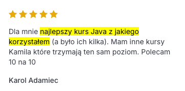Opinia uczestnika kursu Java od podstaw 1