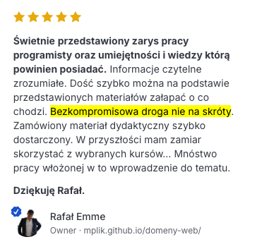 Opinia uczestnika kursu Java od podstaw 12